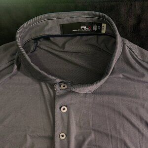 RLX Ralph Lauren Performance Polo XXL Dark Gray White Stripe Golf Shirt